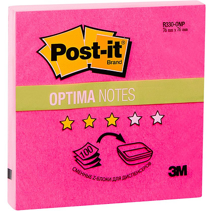 Бумага для заметок на клейкой основе "Post-it Optima" Z-образные, 76x76 мм, 100 листов, розовый