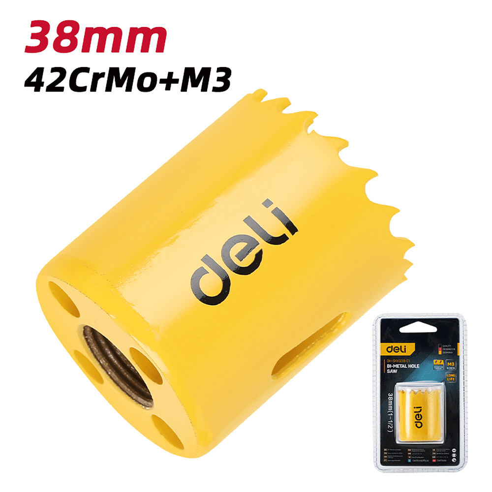 Коронка биметаллическая Deli YS EDH-SKK038-E1, 38 х 38 мм, М14 - 4 Коронка биметаллическая Deli YS EDH-SKK038-E1, 38 х 38 мм, М14 - 4