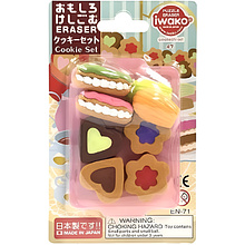 Набор ластиков "IWAKO Cookie Set", 6 шт, ассорти