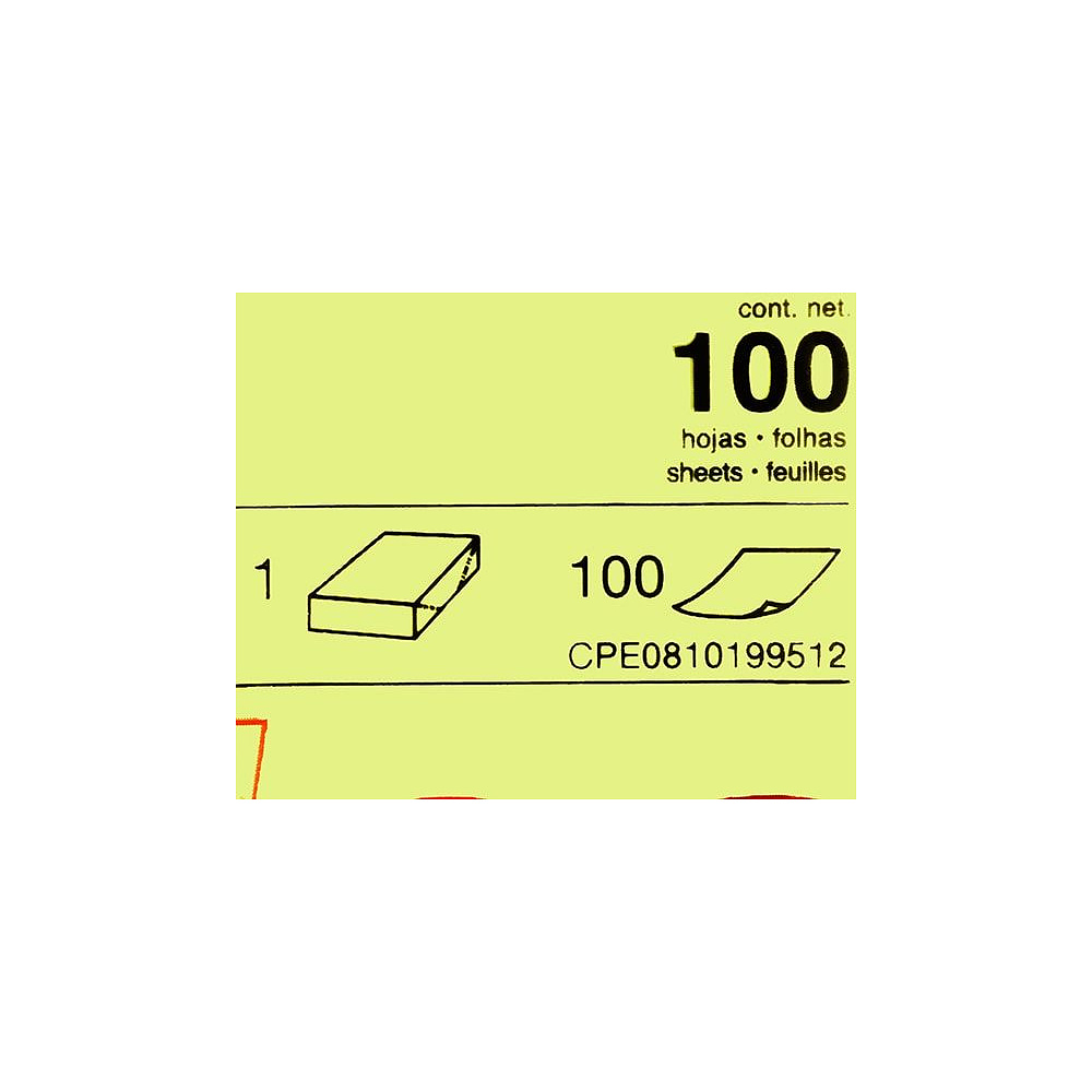 Бумага для записей на клейкой основе "Kores", 75x75 мм, 100 листов, желтый неон - 4