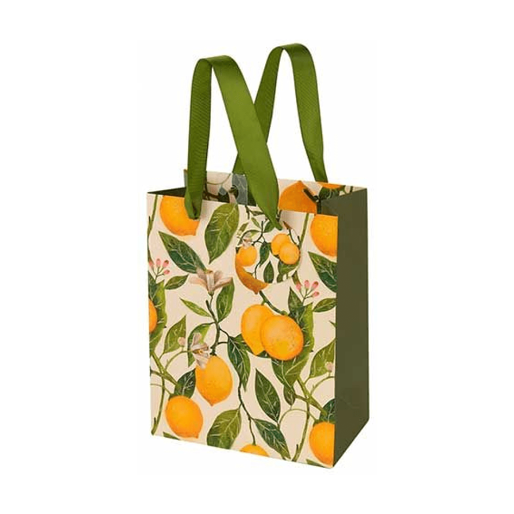 Пакет бумажный подарочный "Flora. Лимоны", 18x23x10 см, желтый