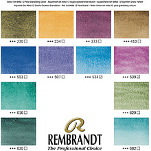 Набор красок акварельных "Rembrandt", 12 гранулированных цветов