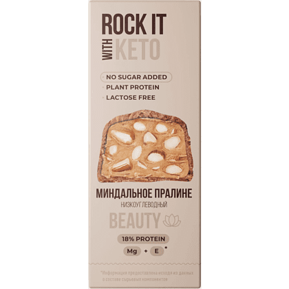 Батончик протеиновый низкоуглеводный "Rock it with", миндальное пралине, 40 гр
