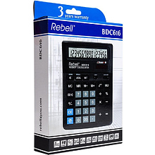 Калькулятор настольный Rebell "BDC616 BX", 16-разрядный, черный