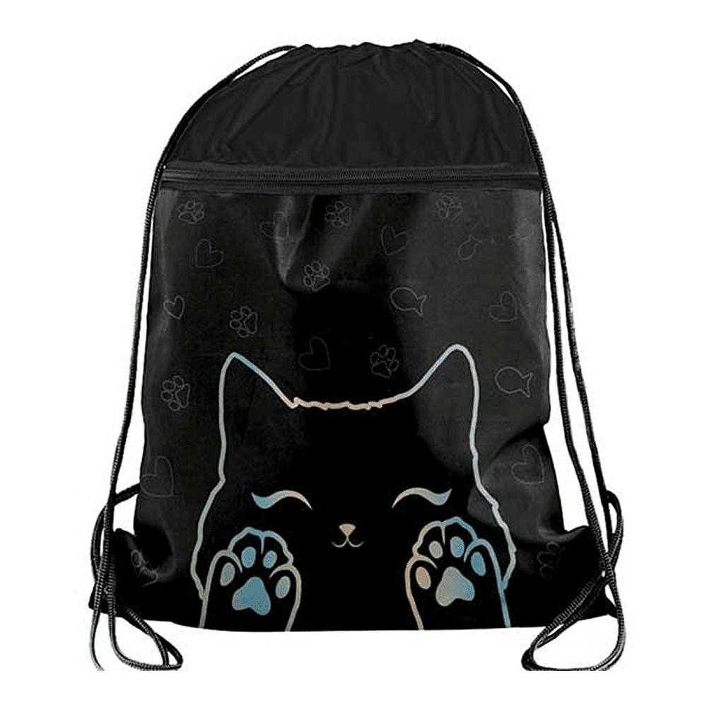 Мешок для обуви "Cat's paws", полиэстер, черный
