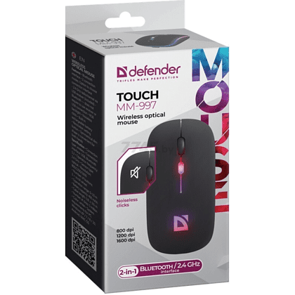 Мышь DEFENDER Touch MM-997, оптич., беспроводная, черный, 800-1600 dpi - 2