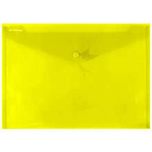 Папка-конверт на кнопке "Donau", C5, желтый прозрачный