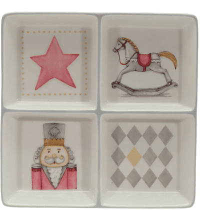 Менажница керамическая "Лошадка", 20 x 20 x 3 см, белый, розовый