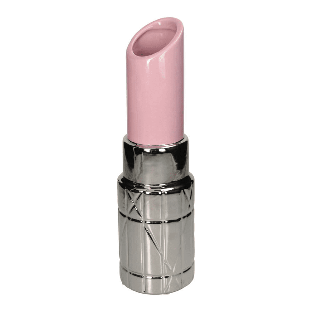 Ваза "Lipstick", фаянс, розовый, серебристый