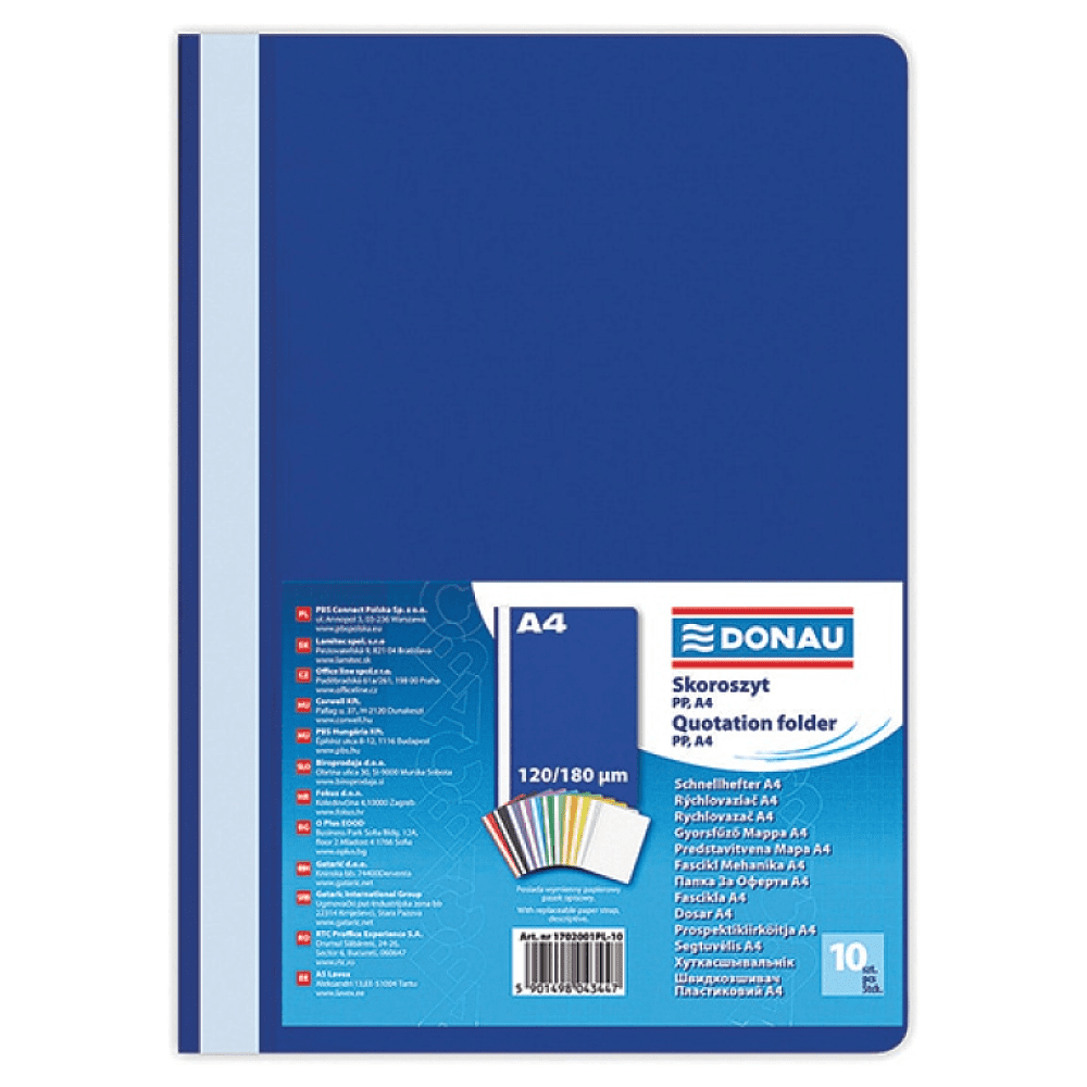 Папка скоросшиватель "Donau",  А4,  темно-синий