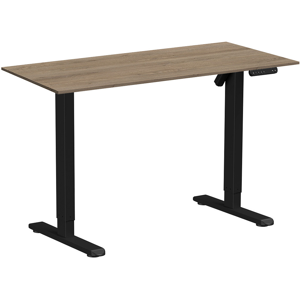 Стол с электроприводом WellDesk Basic 1300x675х18 черный/дуб денвер трюфель (9191456+9072454)