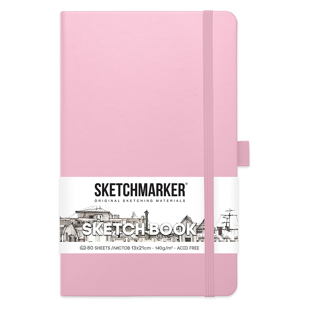Скетчбук "Sketchmarker", 13x21 см, 140 г/м2, 80 листов, розовый