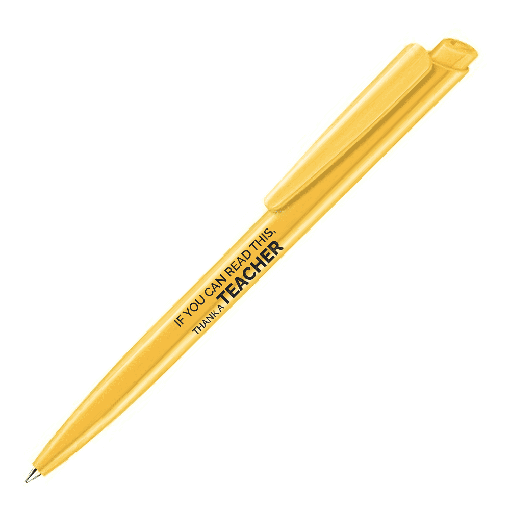 Ручка шариковая автоматическая Senator "Dart Polished. If you can read this, Thank a teacher", 1.0 мм, желтый, стерж. синий