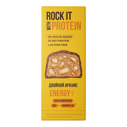 Батончик протеиновый "Rock it with", двойной арахис, 40 гр