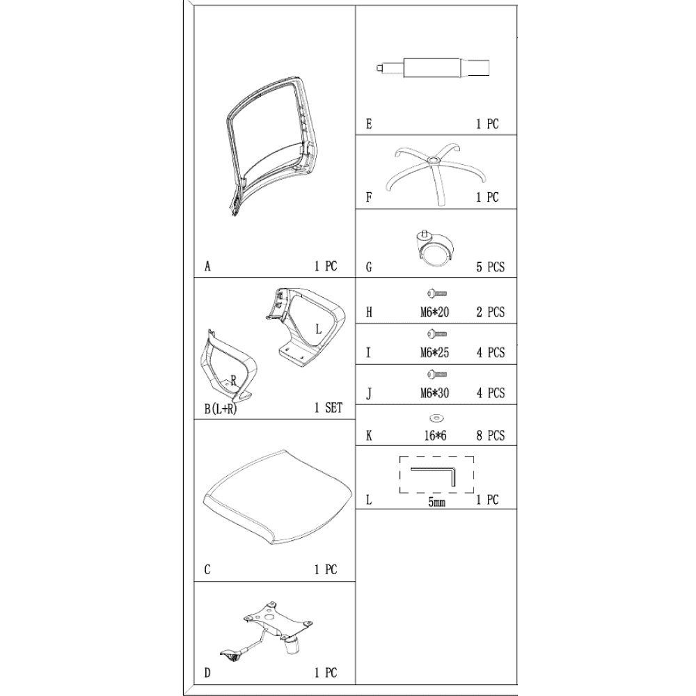 Кресло для персонала SitZone "U-0385 PL", ткань, пластик, черный - 6