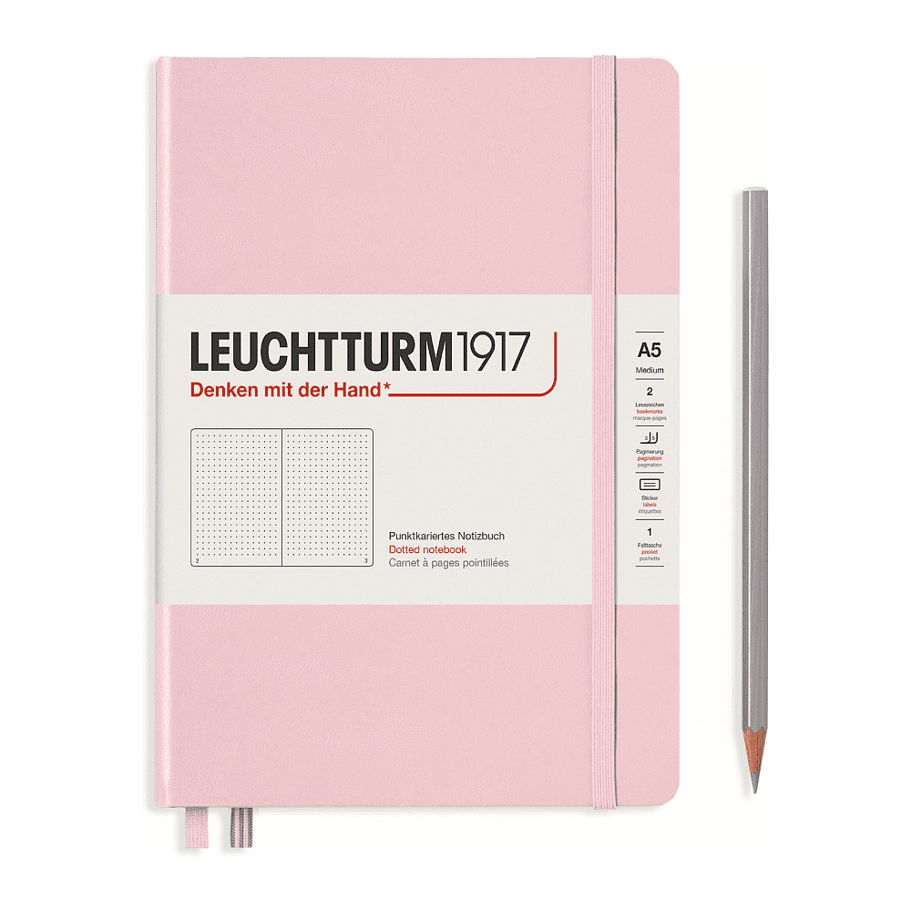 Блокнот "Leuchtturm1917. Medium", А5, 61 страница, в точку, на резинке, пыльная роза