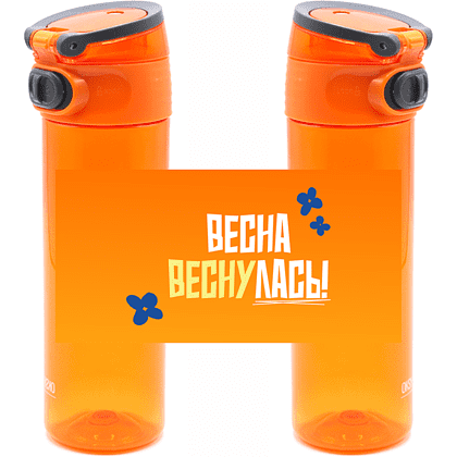 Бутылка для воды "Barro. Весна веснулась", 500 мл., пластик, оранжевый