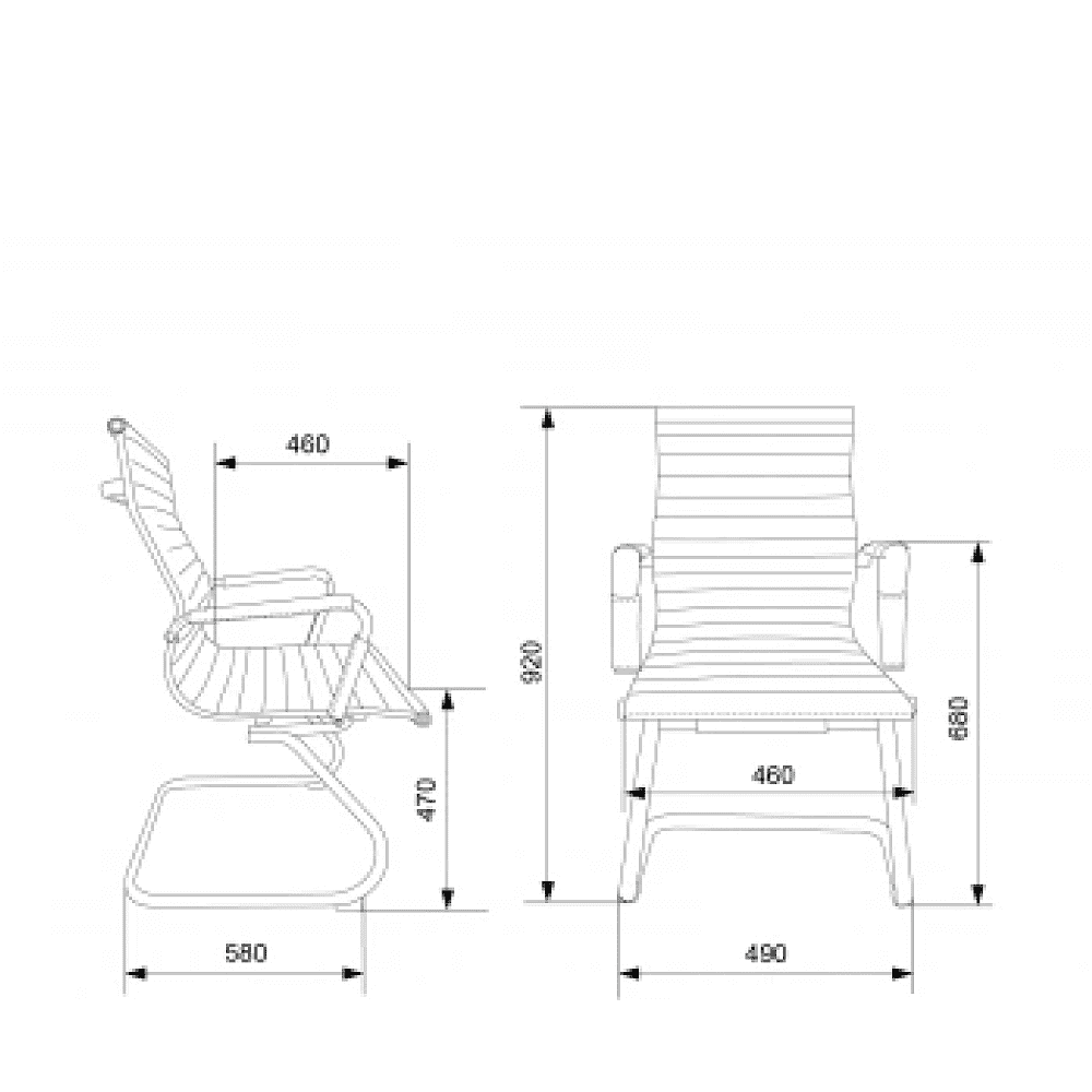 Кресло на полозьях "Бюрократ CH-883-LOW-V", экокожа, черный, металл хром - 9