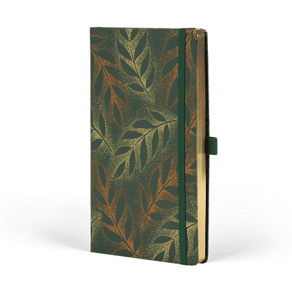 Блокнот "Foliage robinia", А5, 96 листов, линейка, на резинке, зеленый