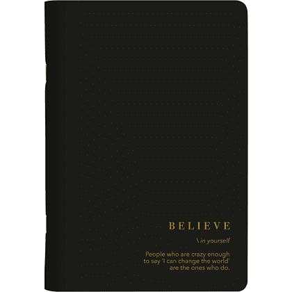 Тетрадь "Believe", A5, 48 листов, клетка, скоба сбоку, черный
