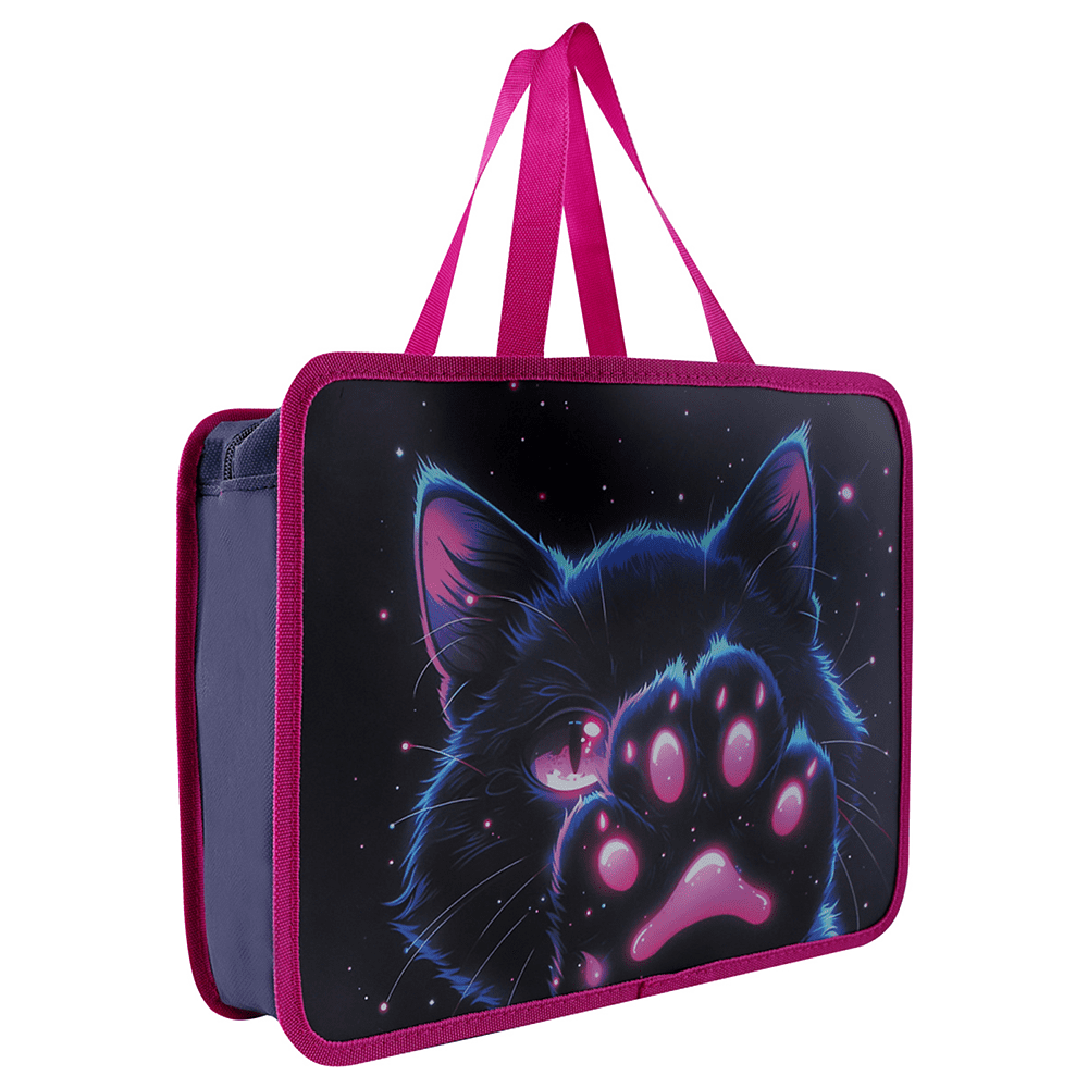 Папка для тетрадей "Cosmo Cat", 26х33 см, молния, пластик, черный, розовый - 4