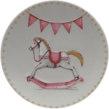 Тарелка керамическая "Лошадка", 20 см, белый, розовый