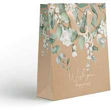 Пакет бумажный подарочный "Эвкалипт", 26.5х32х12.5 см, крафт, ассорти