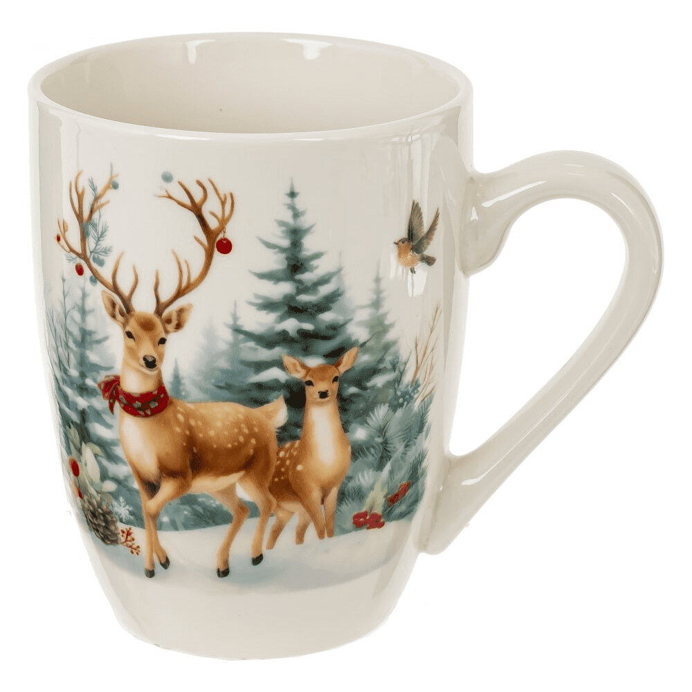 Кружка фарфоровая "Олени", 320 мл, разноцветный