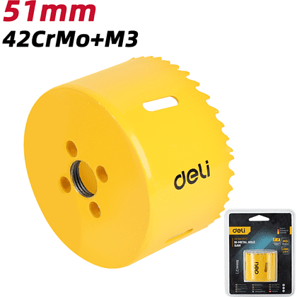 Коронка биметаллическая Deli YS EDH-SKK051-E1, 51 х 38 мм, М14 - 2 Коронка биметаллическая Deli YS EDH-SKK051-E1, 51 х 38 мм, М14 - 2