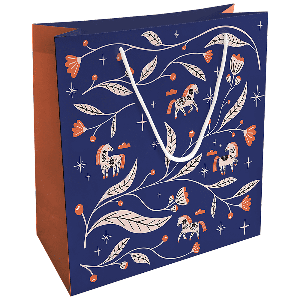 Пакет бумажный подарочный "Lucky", 32х32х12 см, синий