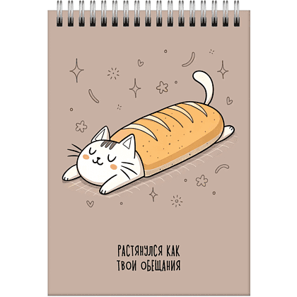 Блокнот "Мурчаши.1", A6, 60 листов, клетка, коричневый