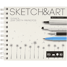 Скетчбук "Sketch&Art", 18х15.5 см, 170 г/м2, 80 листов, на спирали