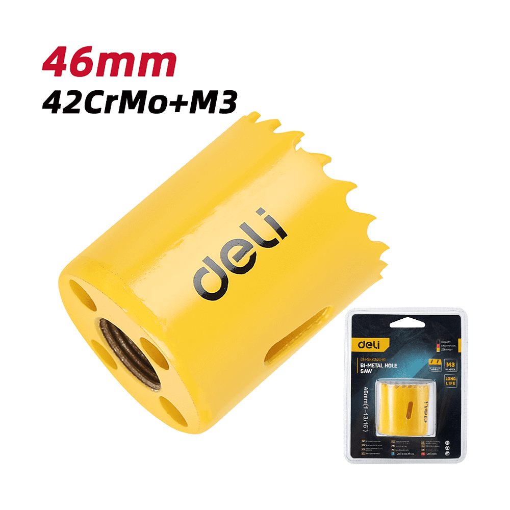 Коронка биметаллическая Deli YS EDH-SKK046-E1, 46 х 38 мм, М14 - 2 Коронка биметаллическая Deli YS EDH-SKK046-E1, 46 х 38 мм, М14 - 2