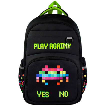 Рюкзак школьный "Цифровая атака", черный, зеленый - 2