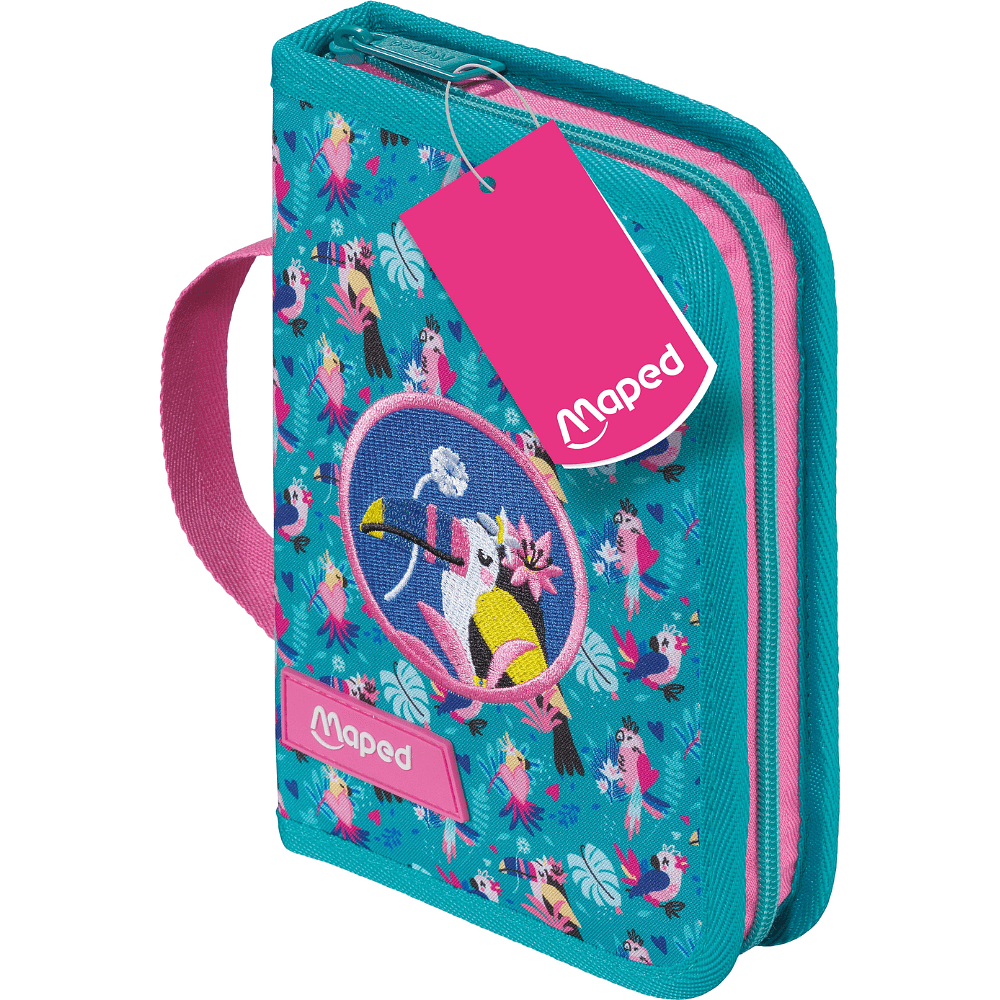 Пенал "Tropical", 1 отделение, с наполнением, голубой