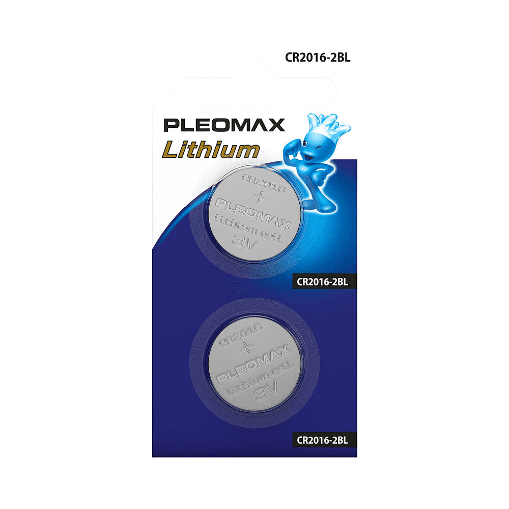 Батарейка PLEOMAX CR2016 Samsung литиевый, дисковый, 2 шт