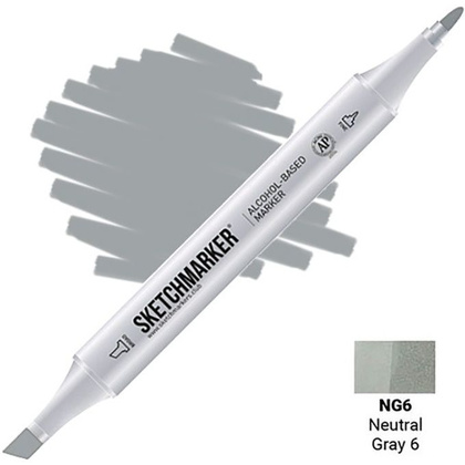 Маркер перманентный двусторонний "Sketchmarker", NG6 серый нейтральный №6