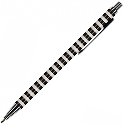 Ручка шариковая автоматическая "Felicita Black&White. Полоски", 0.7 мм, белый, черный, стерж. синий