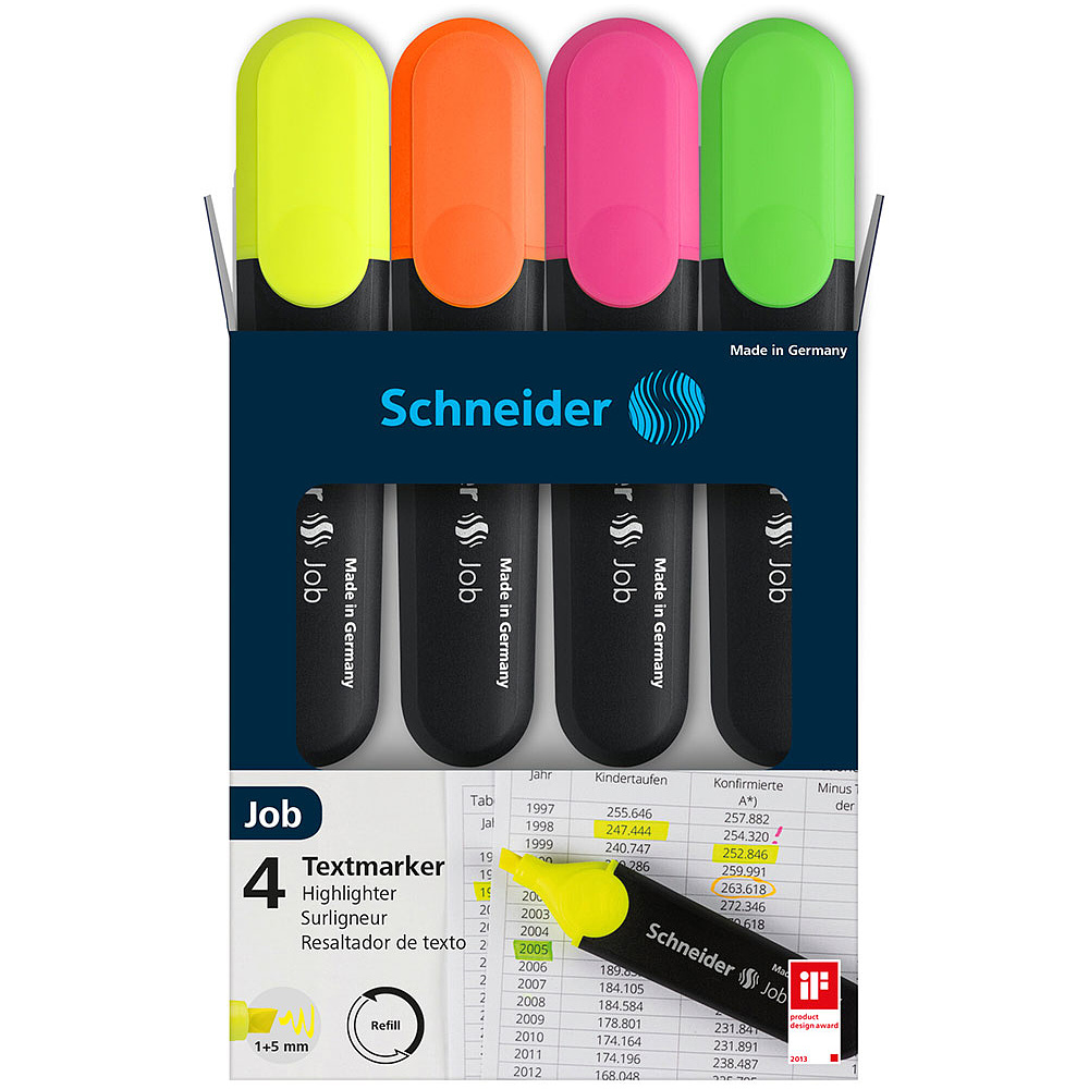 Набор маркеров текстовых "Schneider Job", 4 шт, ассорти - 2