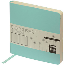 Скетчбук "Sketch&Art", 14.5x14.5 см, 100 г/м2, 100 листов, мятный