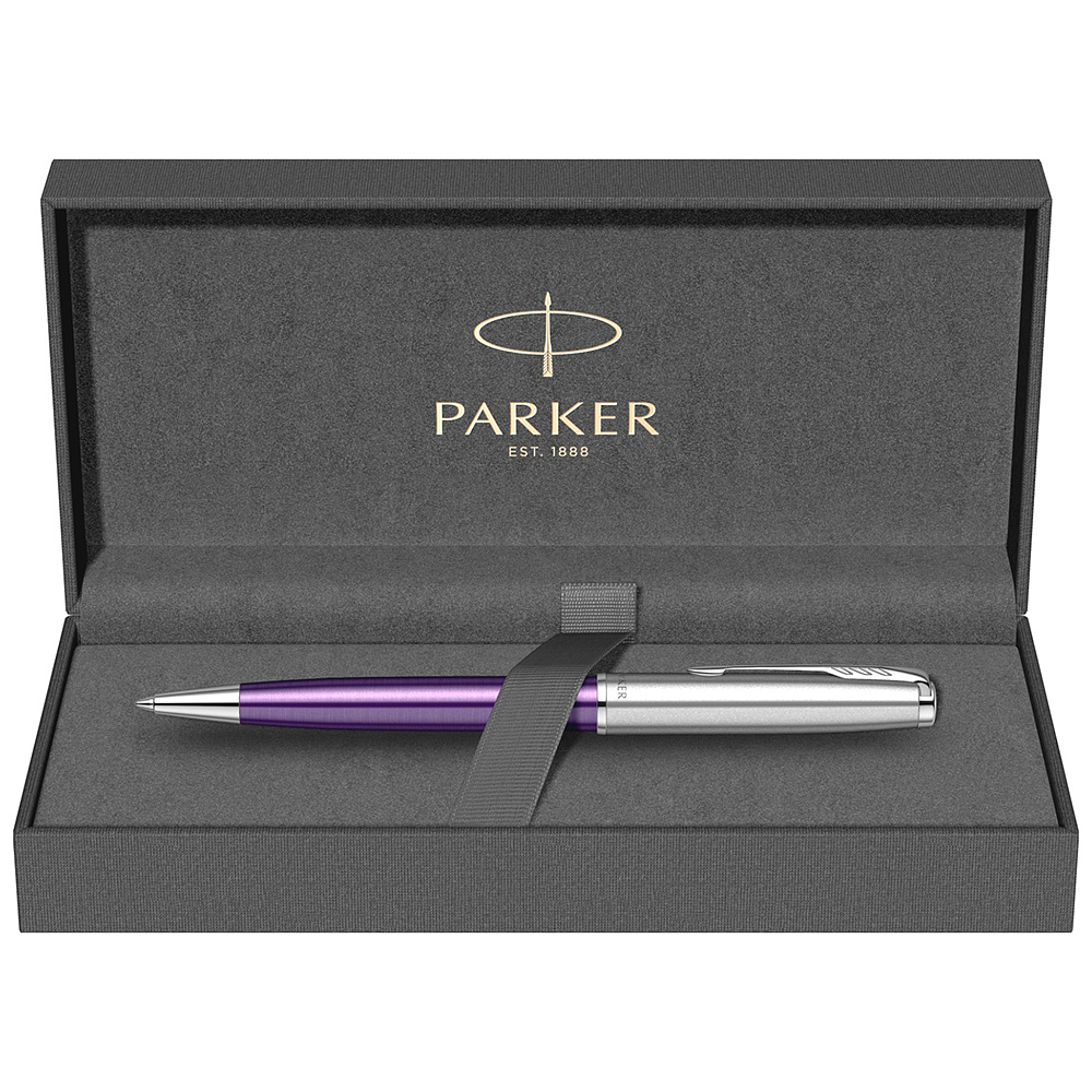 Ручка шариковая автоматическая Parker "Sonnet Essential SB K545", 0,7 мм, серебристый, фиолетовый, стерж. черный - 2