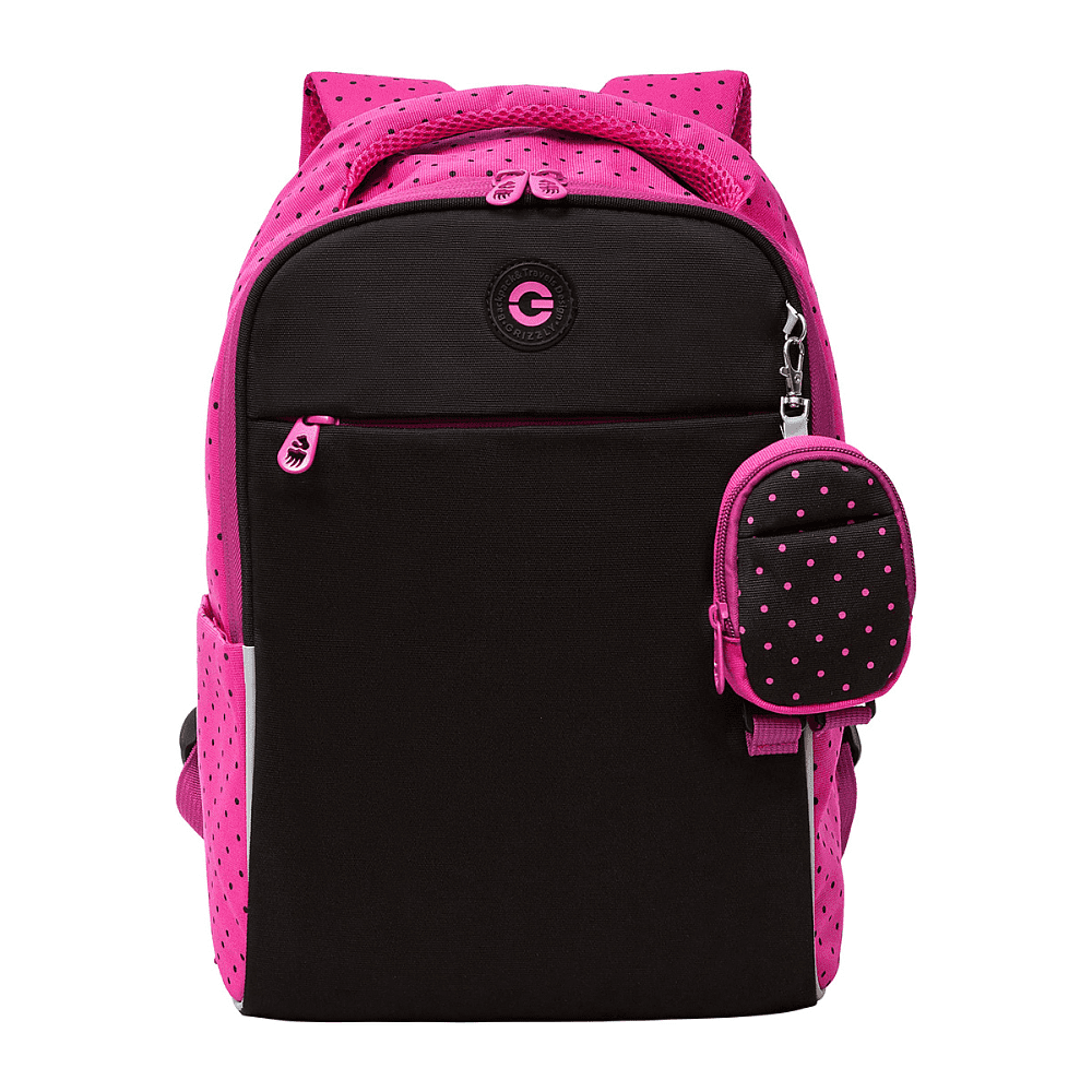 Рюкзак школьный "Greezly", с карманом для ноутбука, черный, розовый