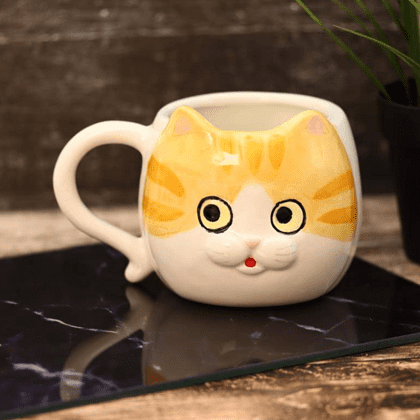 Кружка керамическая  "Рыжий кот", 410 мл, оранжевая - 3