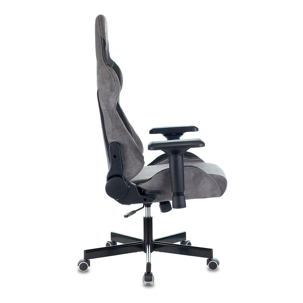 Кресло игровое "Zombie VIKING 7 KNIGHT Fabric", ткань, экокожа, металл, серый - 8
