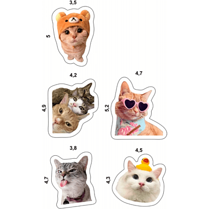 Набор наклеек объемных "Котики", А6, 1 лист, 5 шт - 2