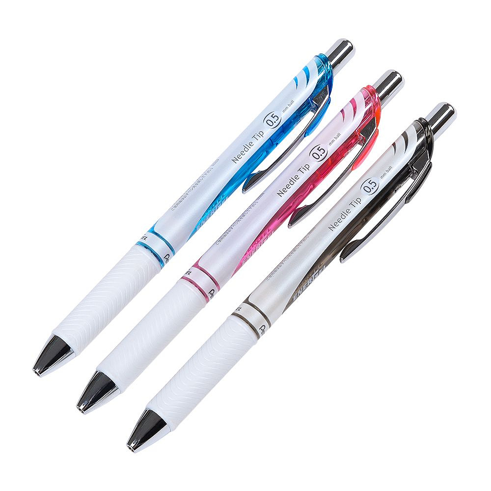 Ручка-роллер "Ener Gel BLN75W", 0.5 мм, белый, синий, стерж. синий - 2