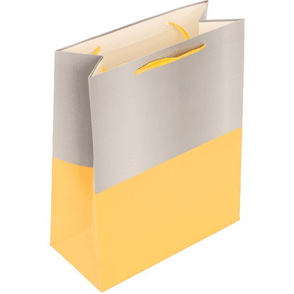 Пакет бумажный подарочный "Two color", 26х32х12 см, серый, желтый