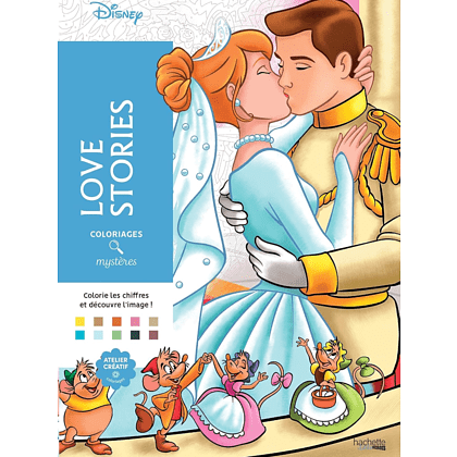 Раскраска по номерам на фрунцузском языке "Coloriages mystères Disney - Love Stories"