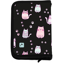 Пенал Astra "Lovely kitty", 1 отделение, черный, розовый