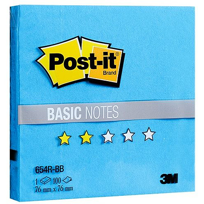 Бумага для заметок на клейкой основе "Post-it Basic", 76x76 мм, 100 листов, голубой